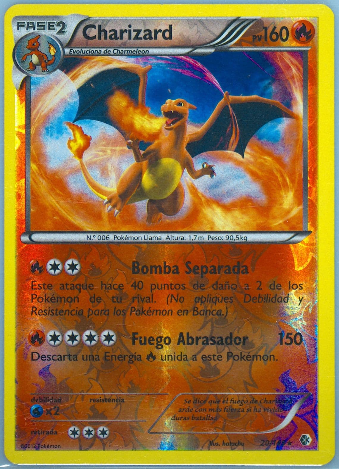 Charizard-Reverse Foil (20) 2013 Pokemon Spanish Black & White Boundaries Crossed
