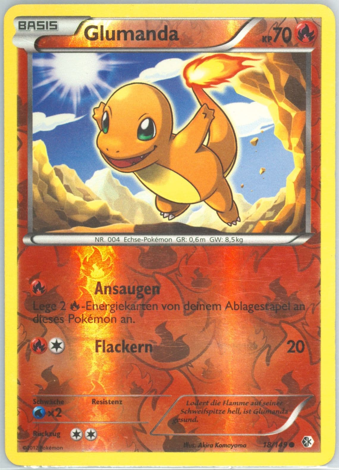 Charmander-Reverse Foil (18) 2013 Pokemon German Black & White Boundaries Crossed