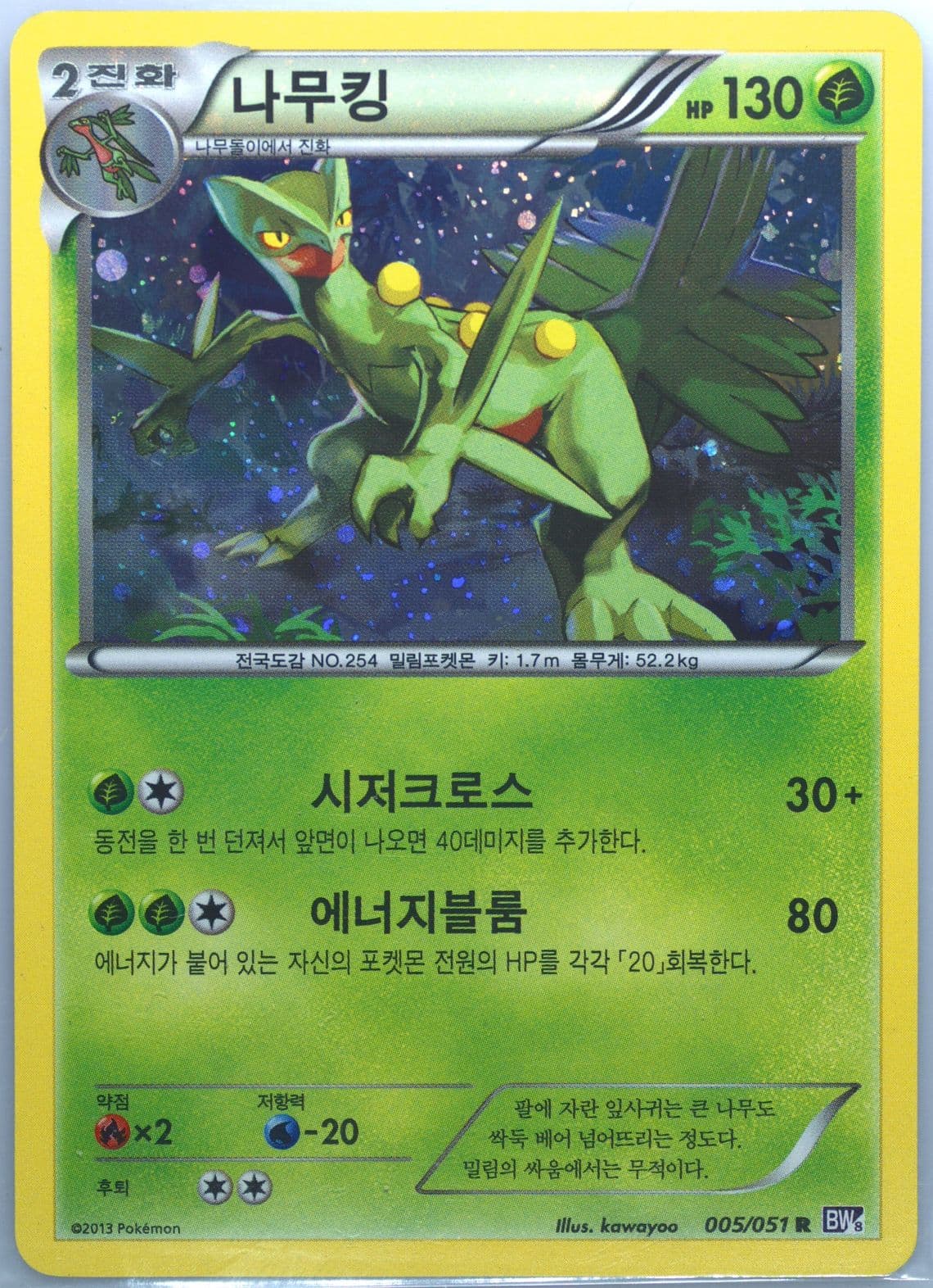 Sceptile-Holo (005) 2013 Pokemon Korean Black & White Spiral Force