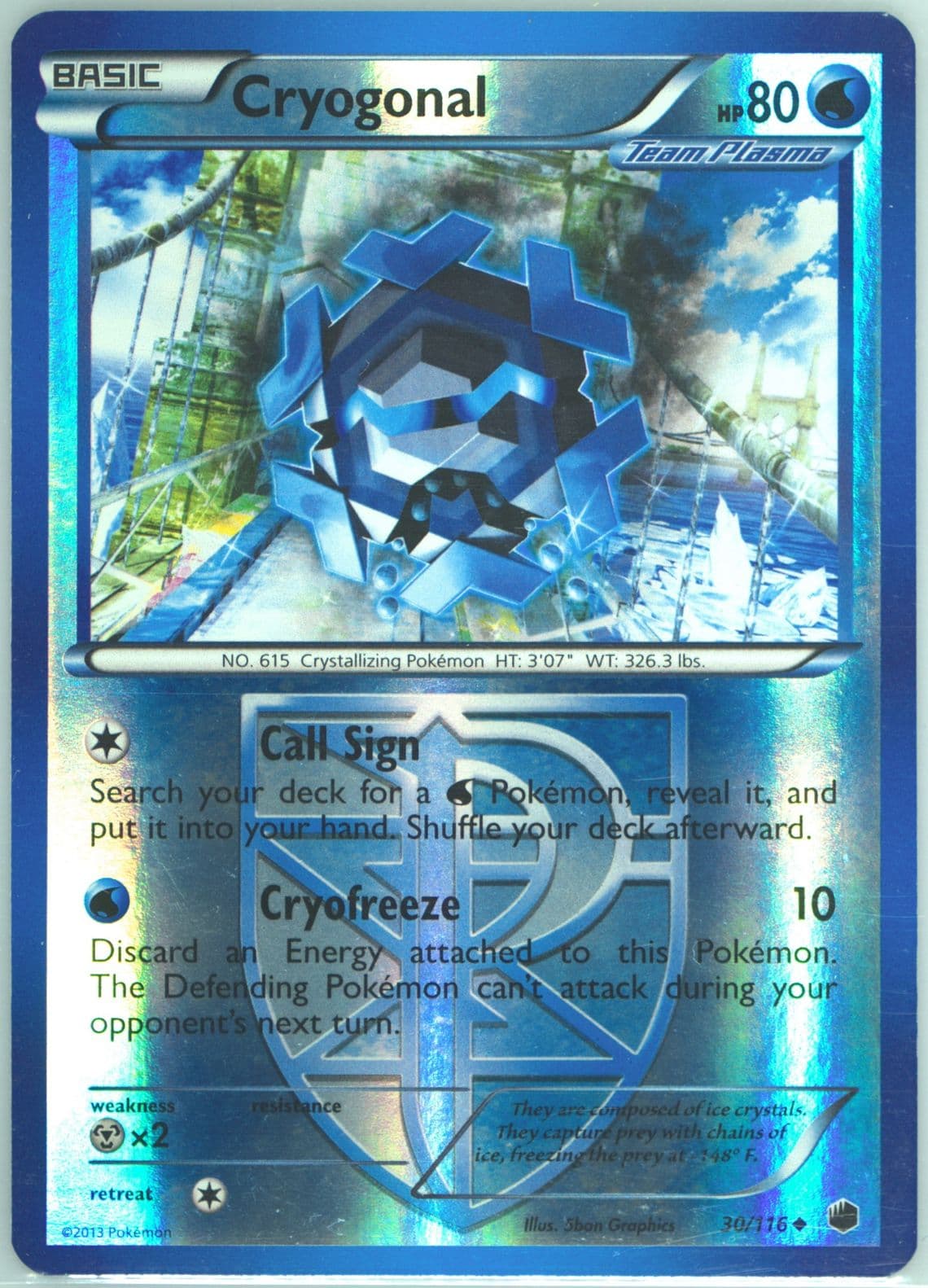 Cryogonal-Reverse Foil (30) 2013 Pokemon Black & White Plasma Freeze