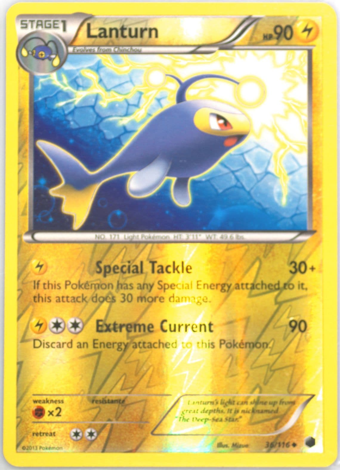 Lanturn-Reverse Foil (36) 2013 Pokemon Black & White Plasma Freeze