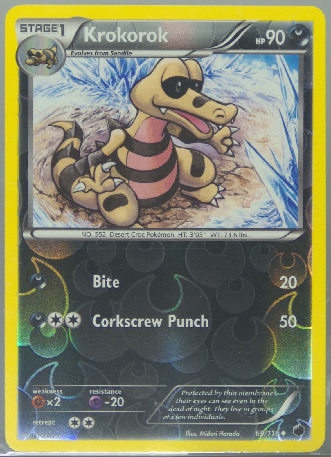 Krokorok-Reverse Foil (69) 2013 Pokemon Black & White Plasma Freeze