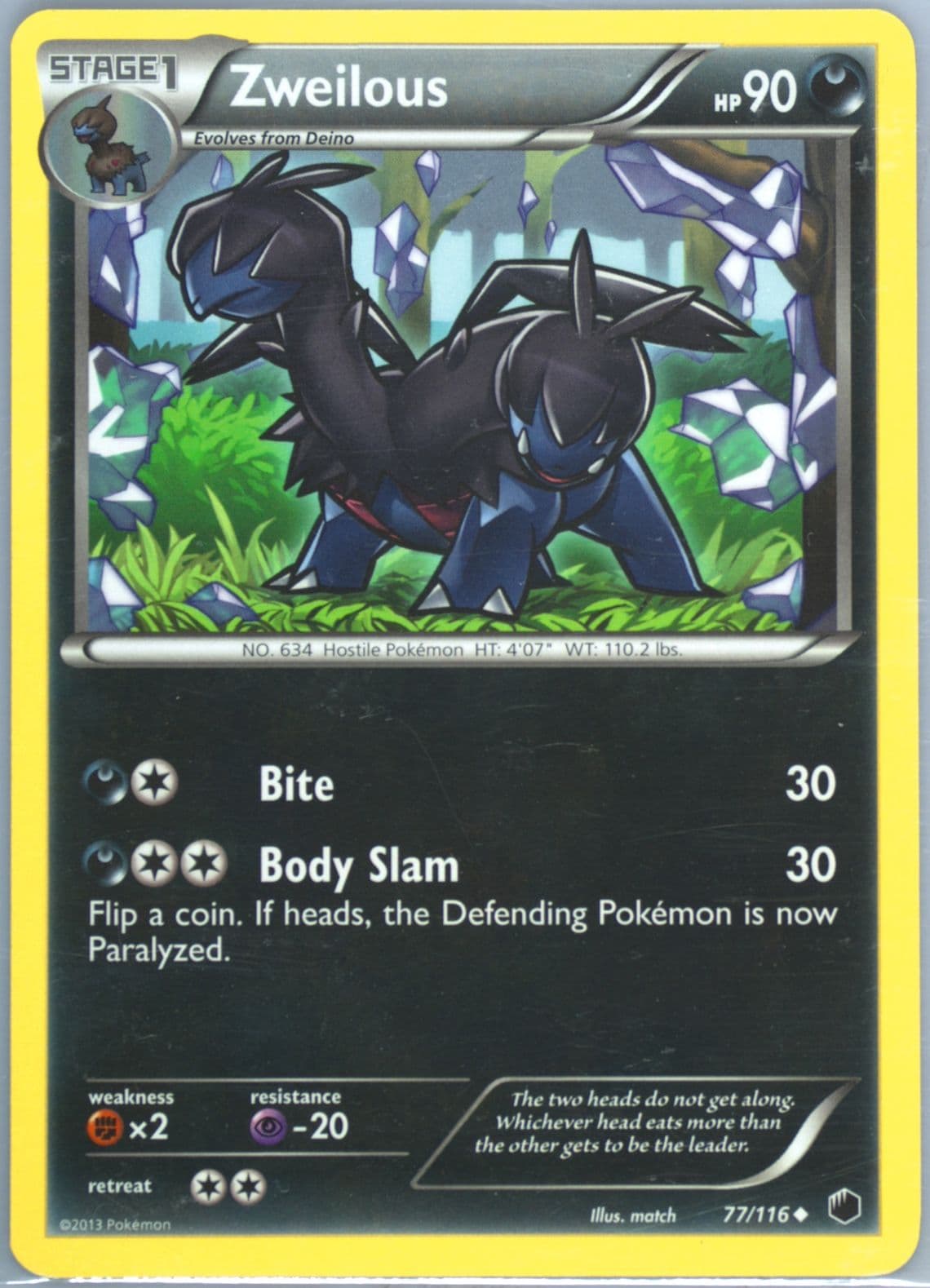 Zweilous (77) 2013 Pokemon Black & White Plasma Freeze