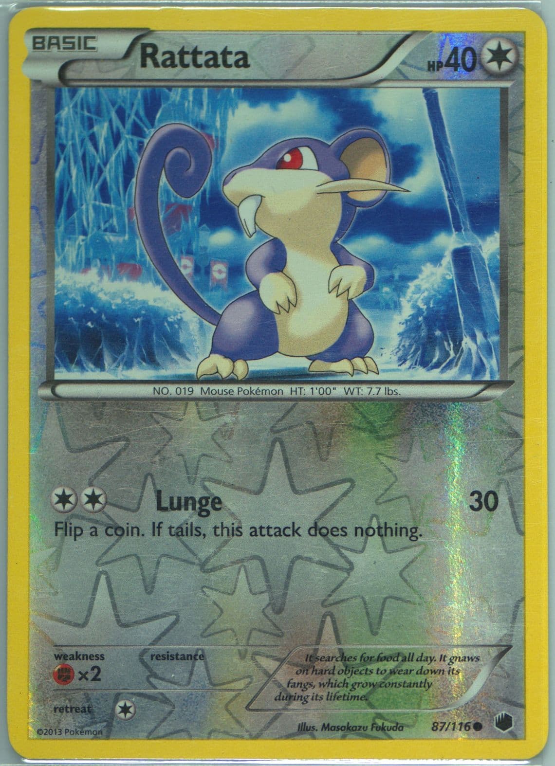 Rattata-Reverse Foil (87) 2013 Pokemon Black & White Plasma Freeze