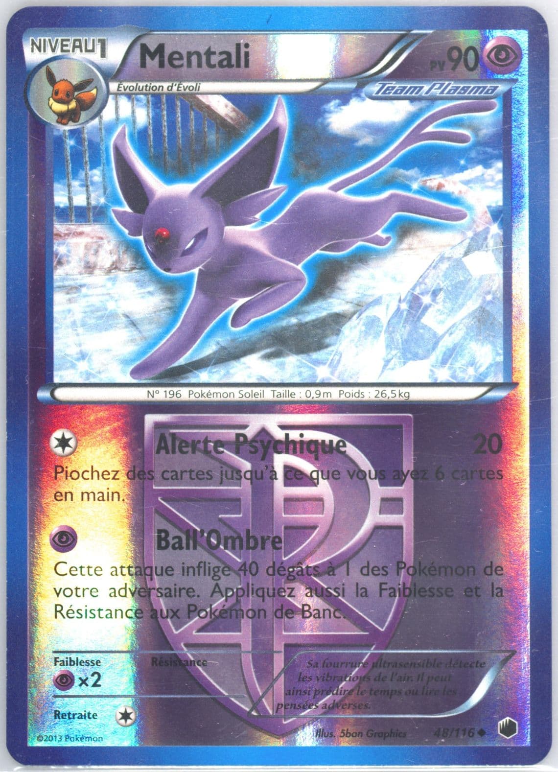Mentali-Reverse Foil French (48) 2013 Pokemon Black & White Plasma Freeze