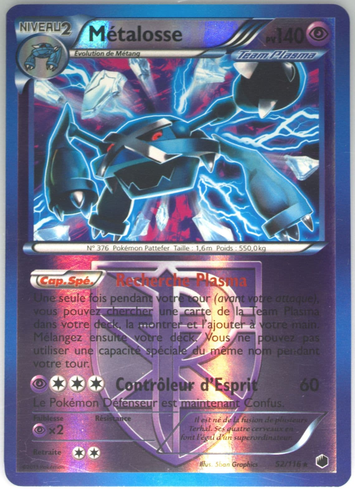 Metalosse-Reverse Foil French (52) 2013 Pokemon Black & White Plasma Freeze
