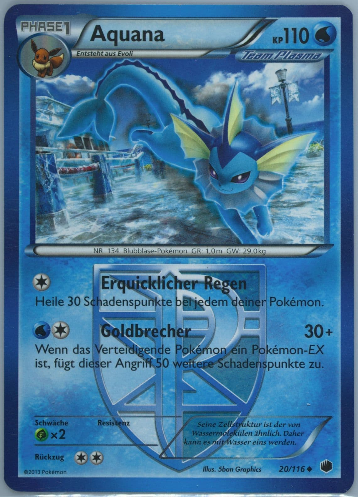 Aquana German (20) 2013 Pokemon Black & White Plasma Freeze