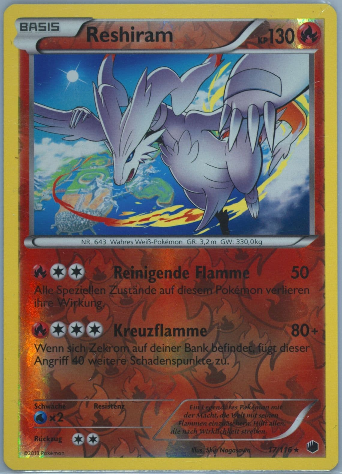 Reshiram-Reverse Foil German (17) 2013 Pokemon Black & White Plasma Freeze