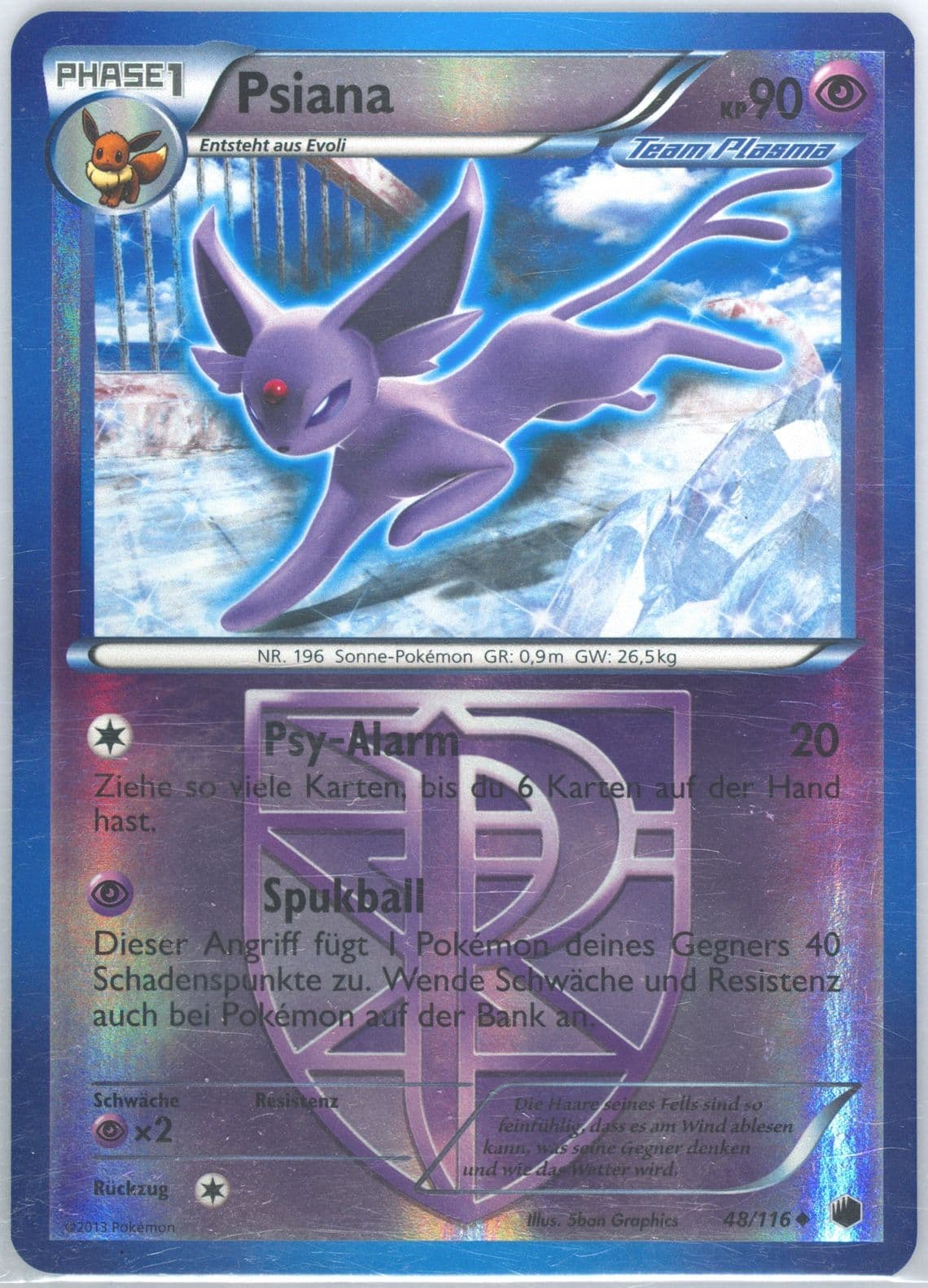 Psiana-Reverse Foil German (48) 2013 Pokemon Black & White Plasma Freeze