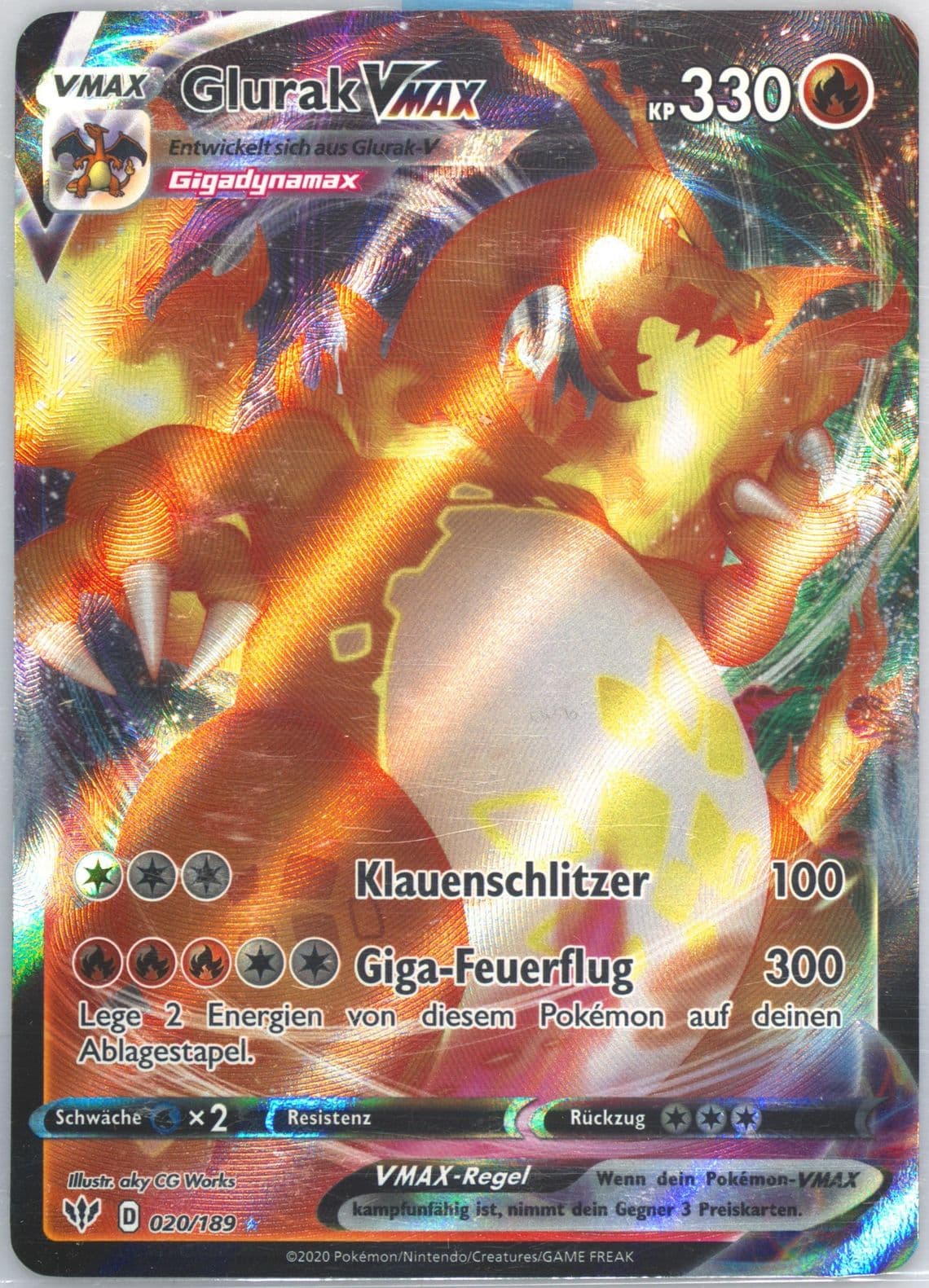 Full Art/Glurak Vmax German (020) 2020 Pokemon Sword & Shield Darkness Ablaze