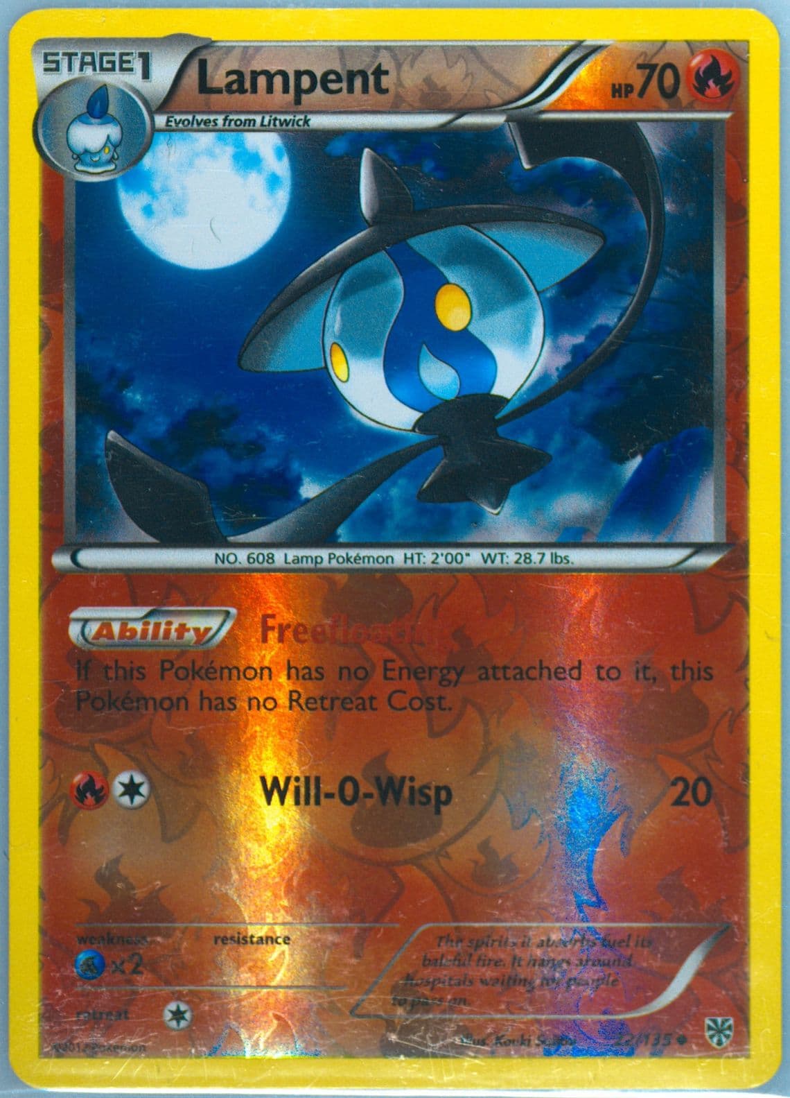 Lampent-Reverse Foil (22) 2013 Pokemon Black & White Plasma Storm