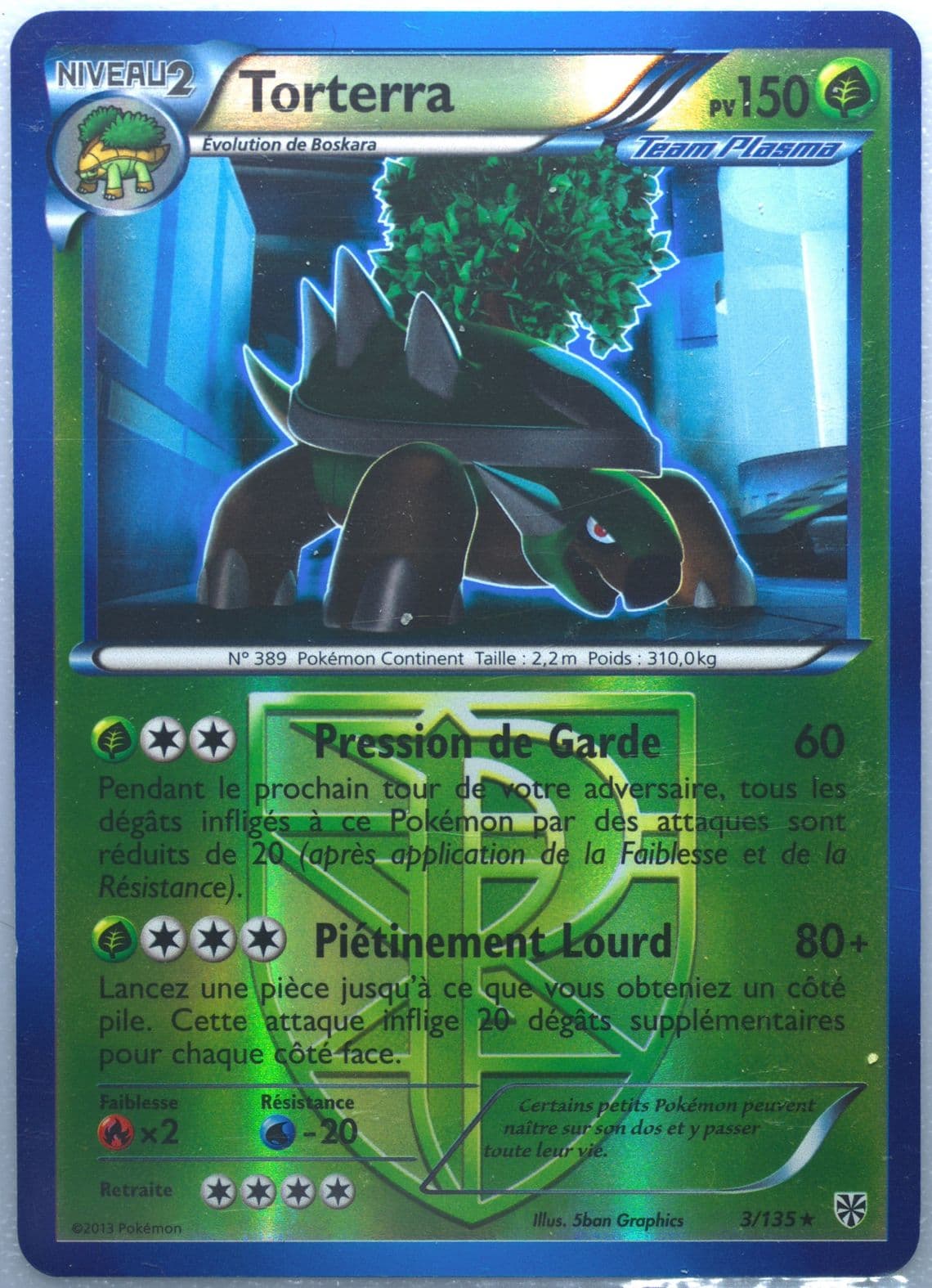 Torterra-Reverse Foil French (3) 2013 Pokemon Black & White Plasma Storm