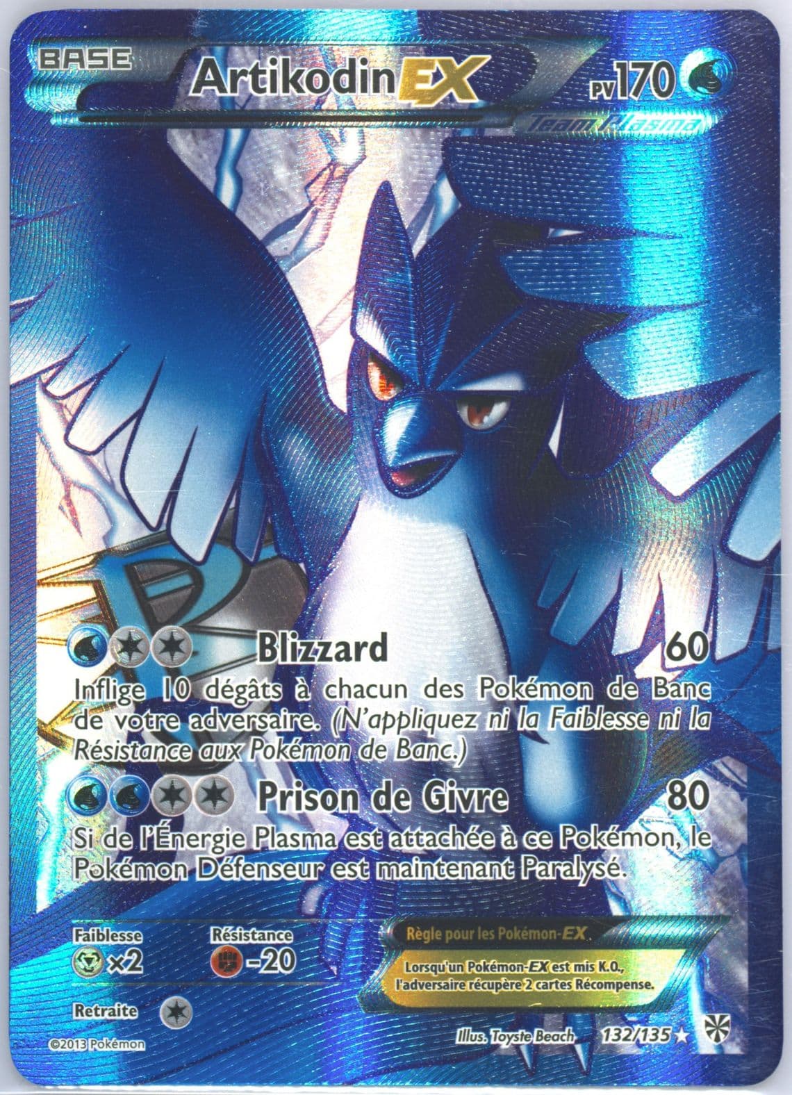 Full Art/Artikodin EX French (132) 2013 Pokemon Black & White Plasma Storm