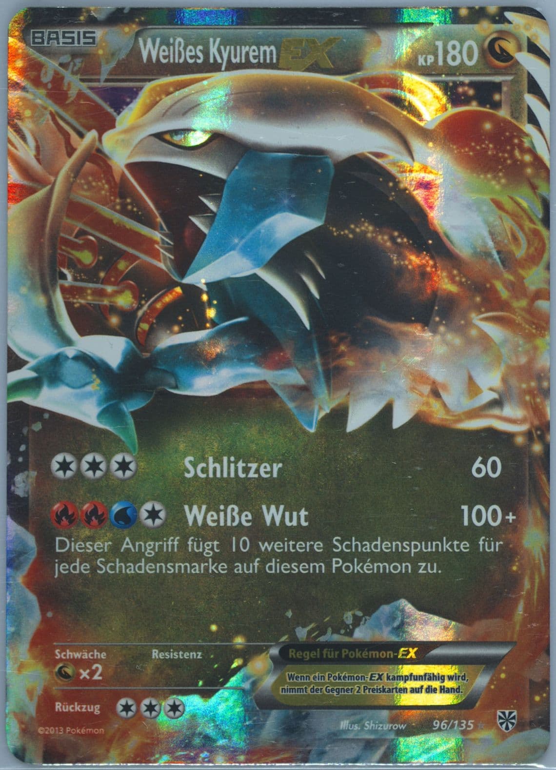 Weisses Kyurem EX German (96) 2013 Pokemon Black & White Plasma Storm