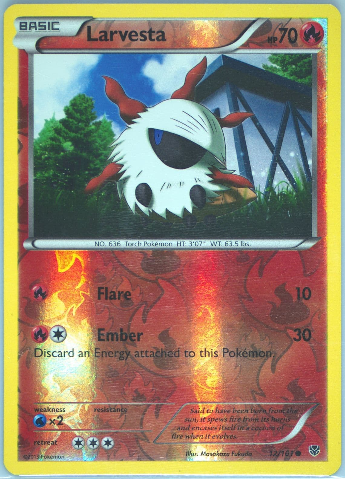 Larvesta-Reverse Foil (12) 2013 Pokemon Black & White Plasma Blast