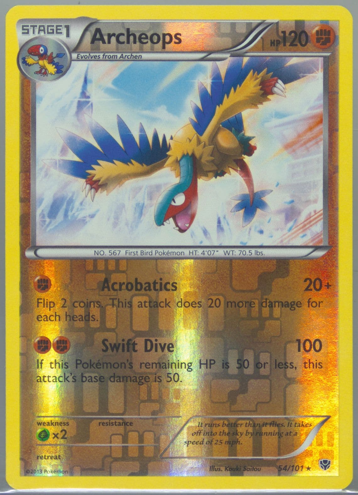 Archeops-Reverse Foil (54) 2013 Pokemon Black & White Plasma Blast