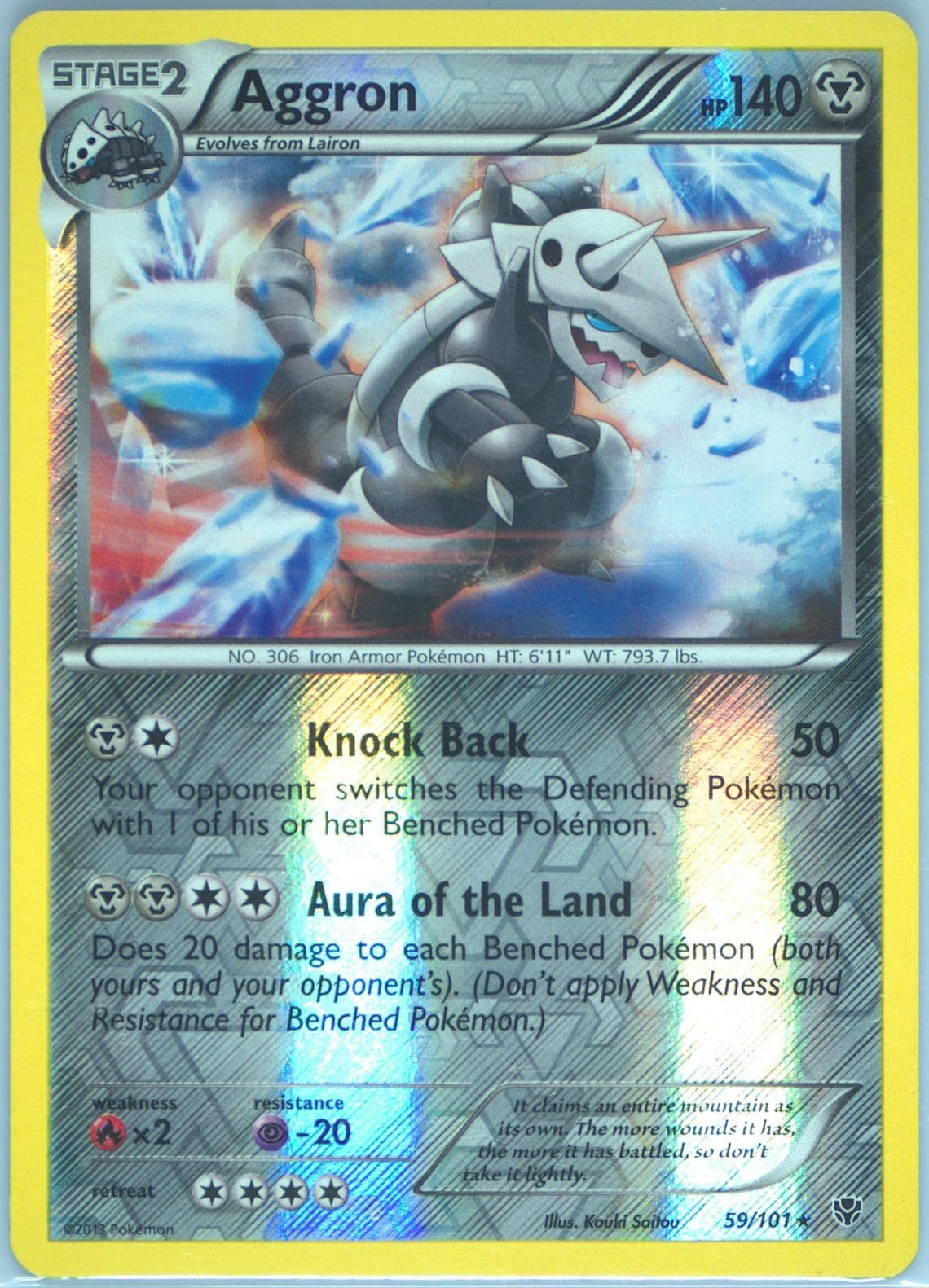 Aggron-Reverse Foil (59) 2013 Pokemon Black & White Plasma Blast