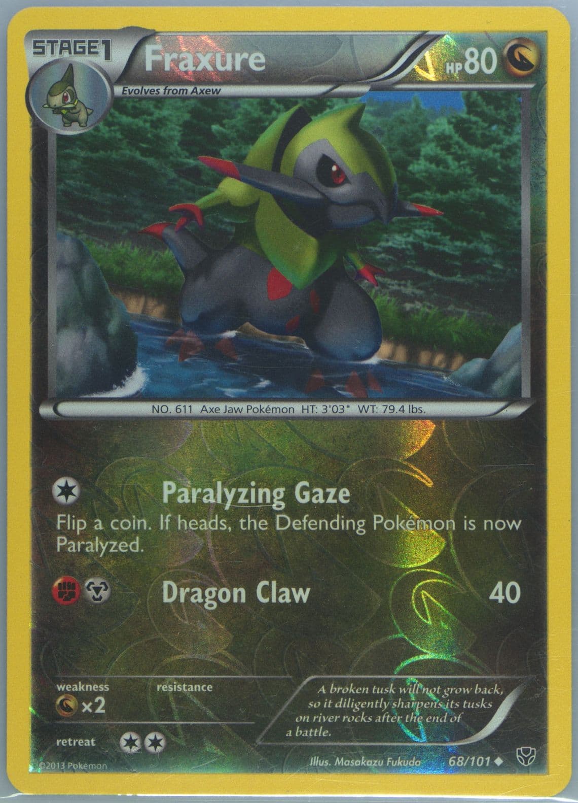 Fraxure-Reverse Foil (68) 2013 Pokemon Black & White Plasma Blast