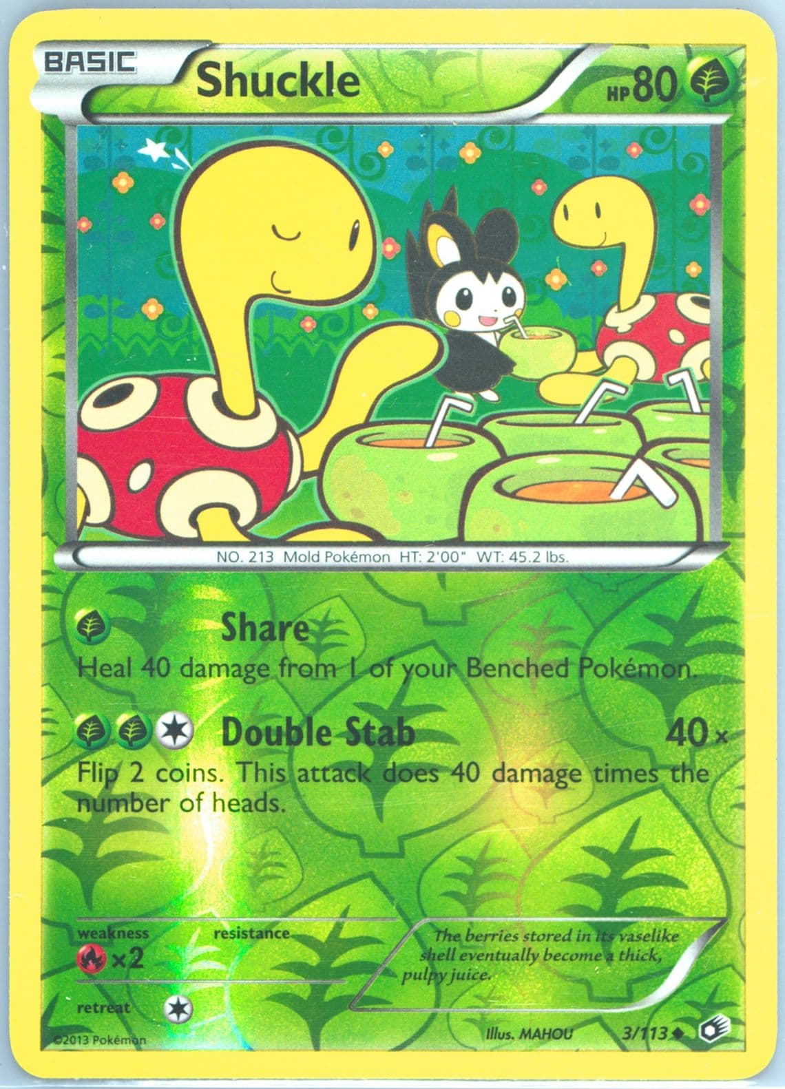 Shuckle-Reverse Foil (3) 2013 Pokemon Black & White Legendary Treasures