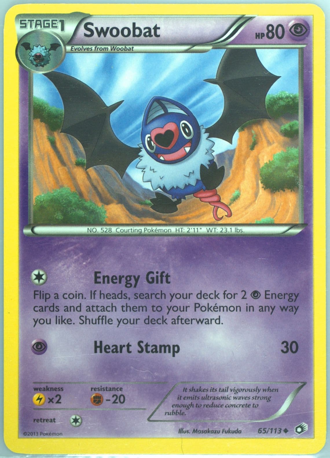 Swoobat (65) 2013 Pokemon Black & White Legendary Treasures