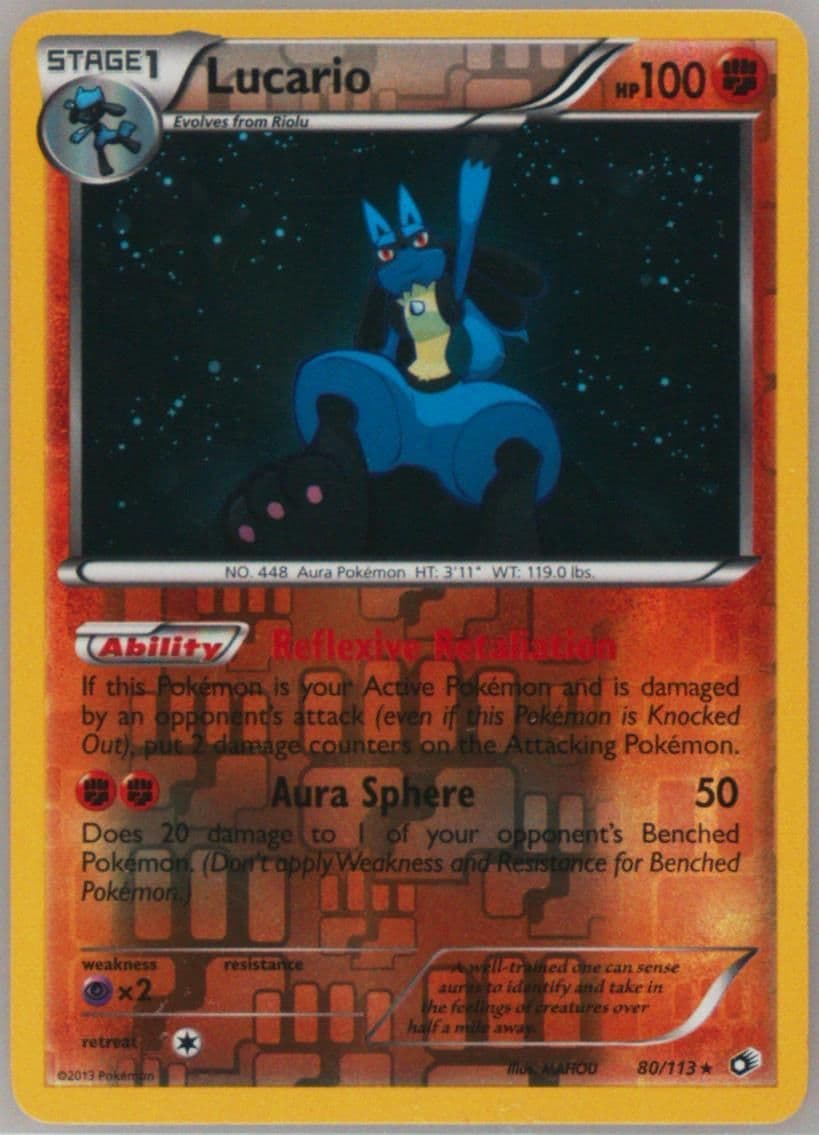 Lucario-Reverse Foil (80) 2013 Pokemon Black & White Legendary Treasures