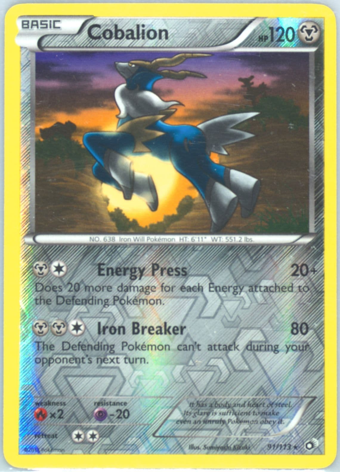 Cobalion-Reverse Foil (91) 2013 Pokemon Black & White Legendary Treasures