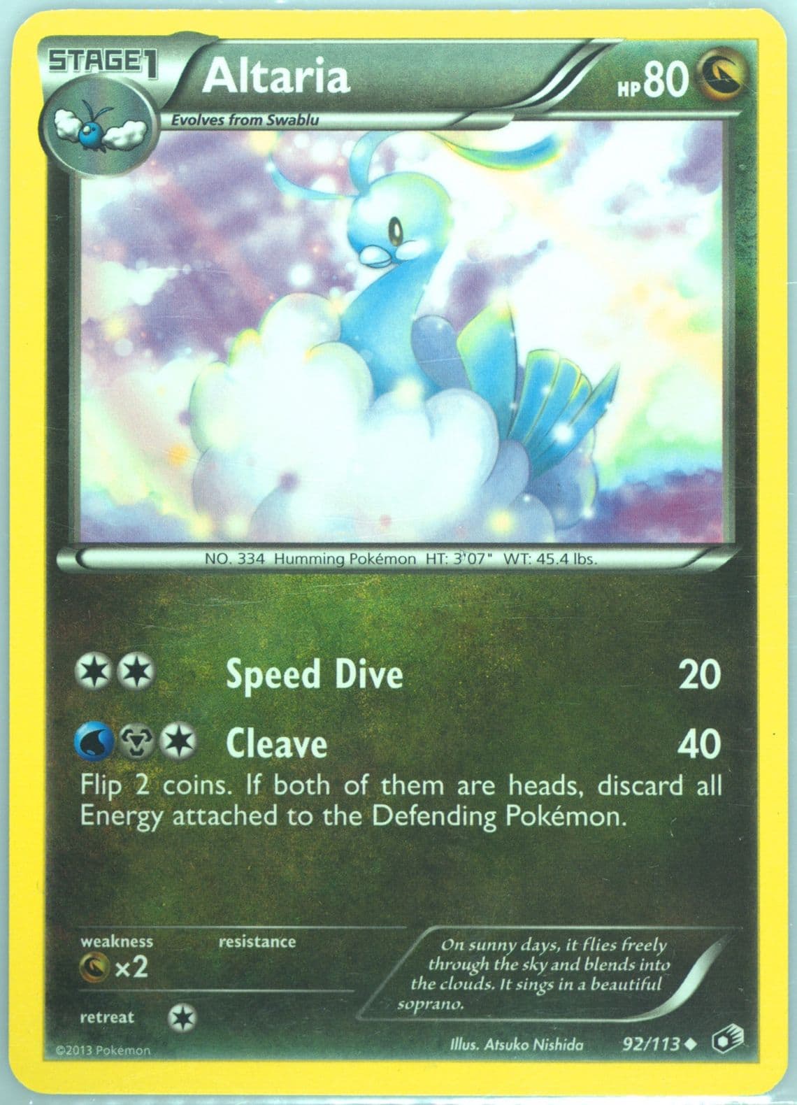 Altaria (92) 2013 Pokemon Black & White Legendary Treasures