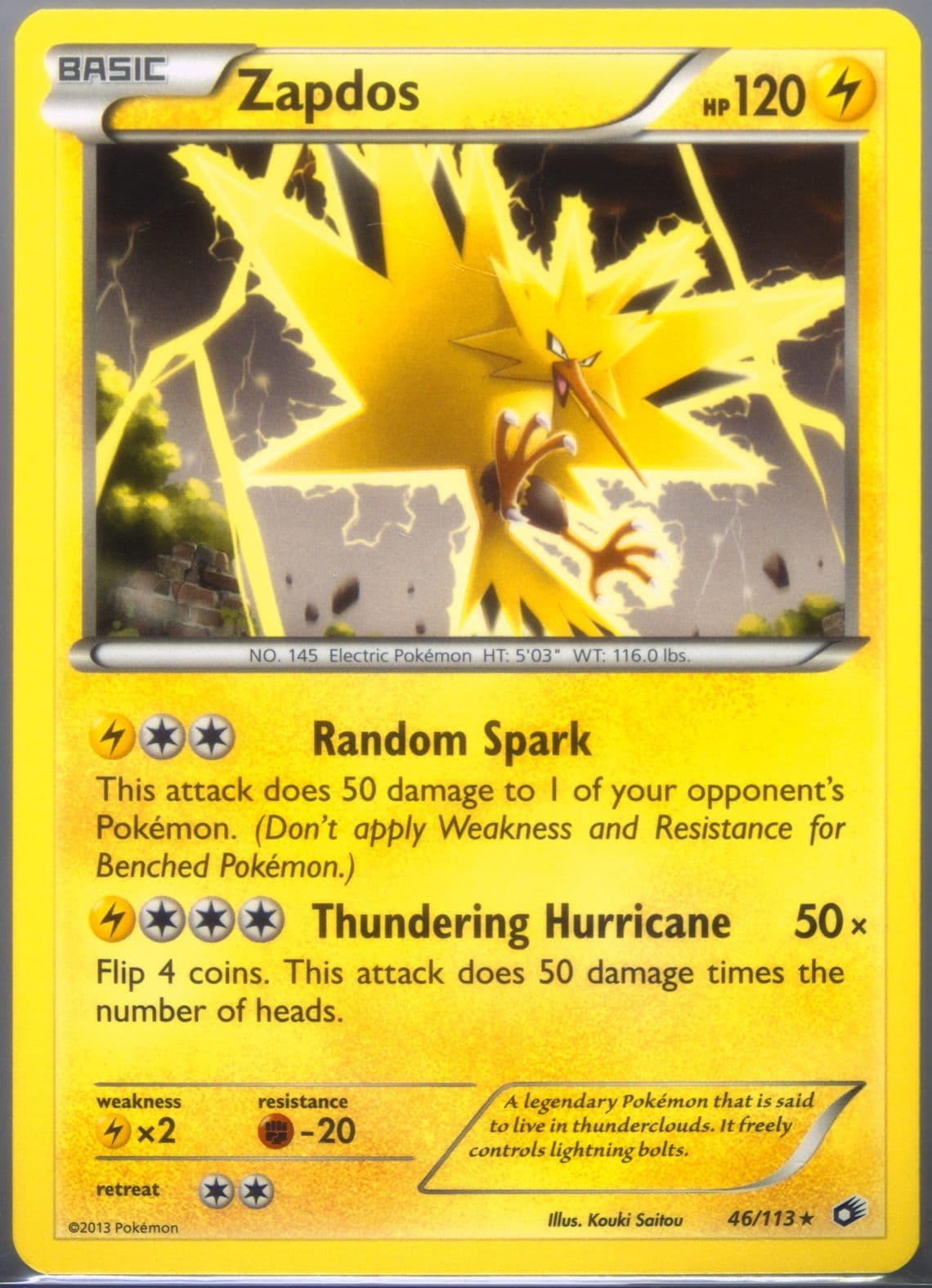 Zapdos Battle Arena (46) 2013 Pokemon Black & White Legendary Treasures