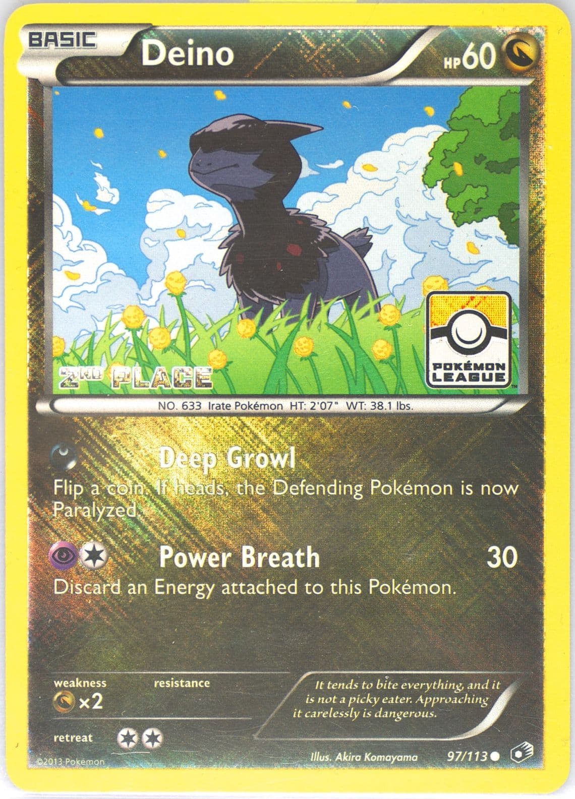 Deino-Holo Crosshatch-2013 2nd Place Pokemon League (97) 2013 Pokemon Black & White Legendary Treasures