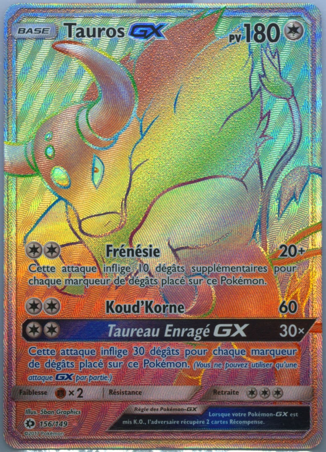 Full Art/Tauros GX French-Secret (156) 2017 Pokemon Sun & Moon