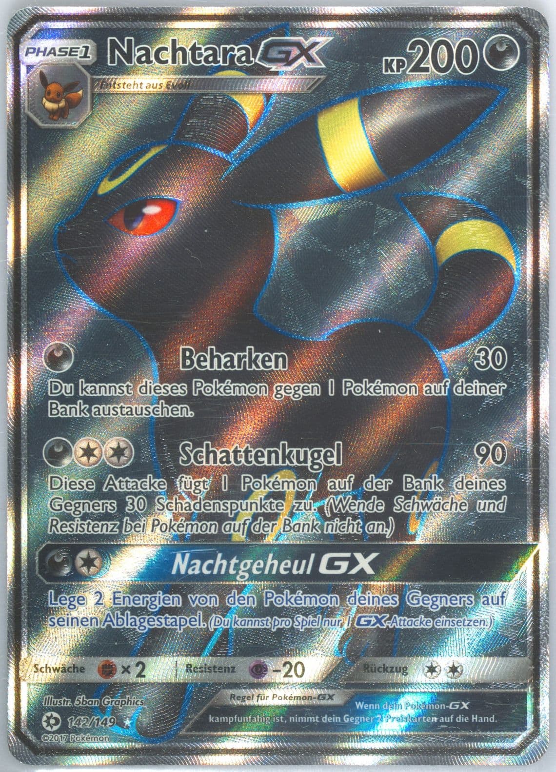 Full Art/Nachtara GX German (142) 2017 Pokemon Sun & Moon