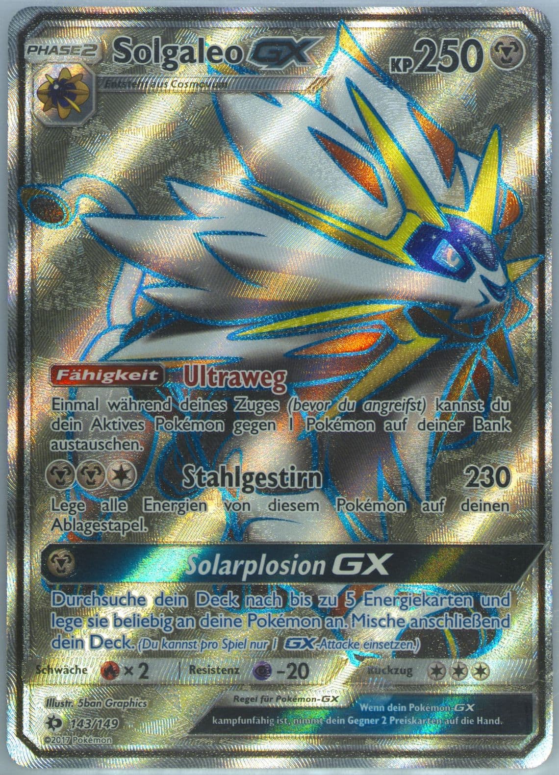 Full Art/Solgaleo GX German (143) 2017 Pokemon Sun & Moon