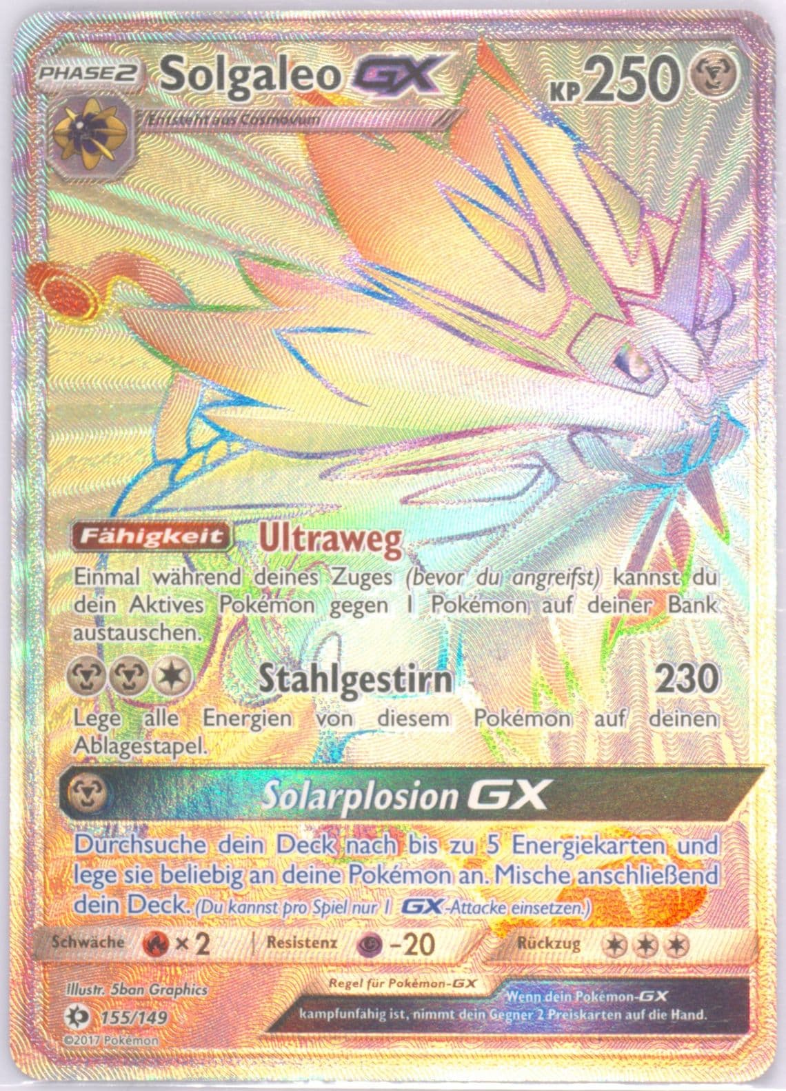 Full Art/Solgaleo GX German-Secret (155) 2017 Pokemon Sun & Moon