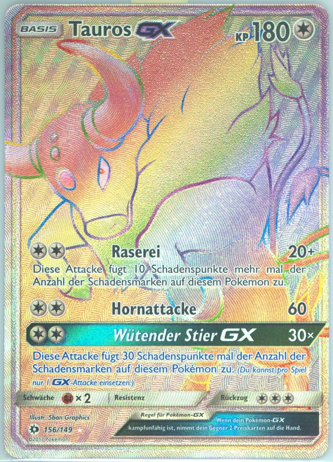 Full Art/Tauros GX German-Secret (156) 2017 Pokemon Sun & Moon