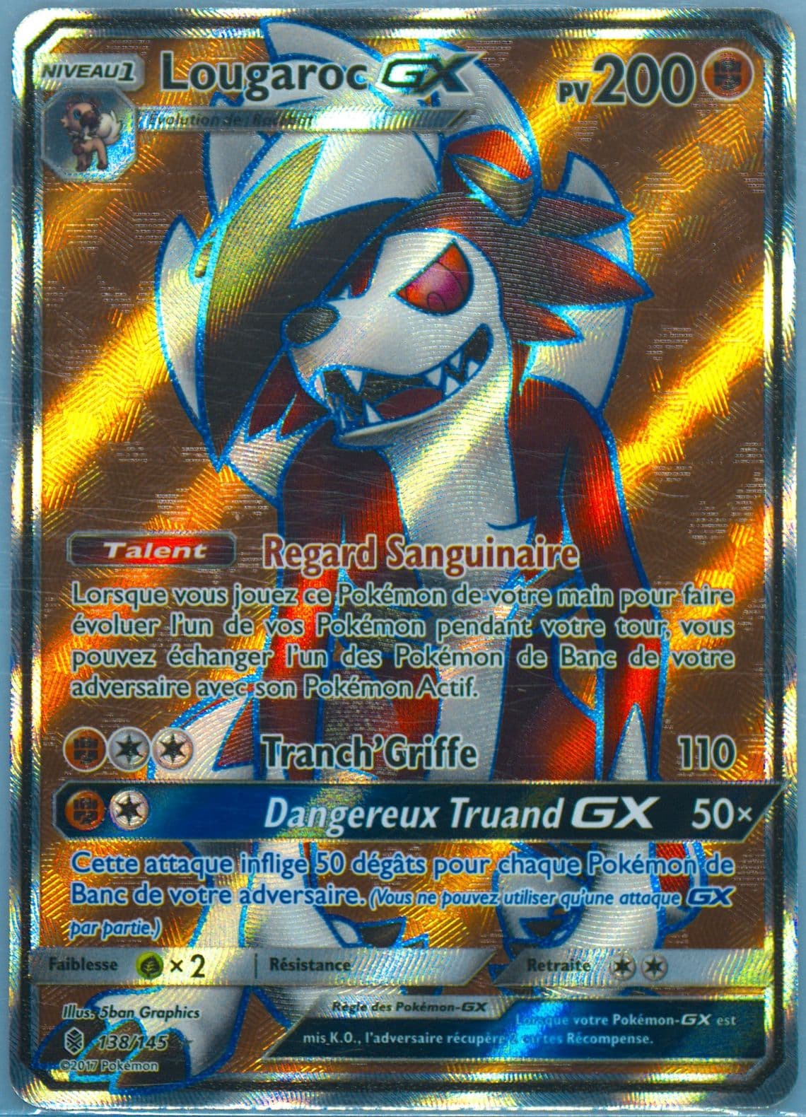 Full Art/Lougaroc GX French (138) 2017 Pokemon Sun & Moon Guardians Rising