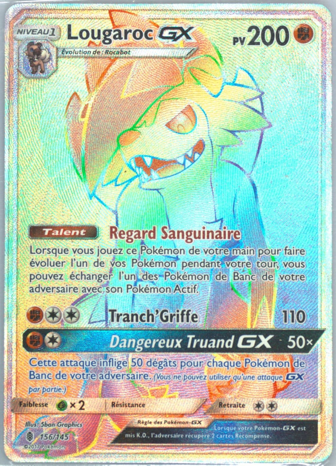 Full Art/Lougaroc GX French-Secret (156) 2017 Pokemon Sun & Moon Guardians Rising