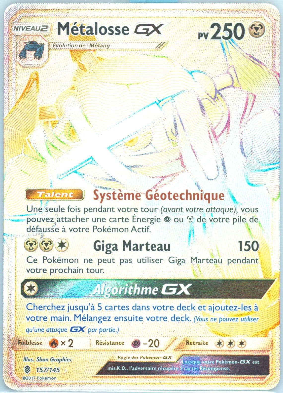Full Art/Metalosse GX French-Secret (157) 2017 Pokemon Sun & Moon Guardians Rising