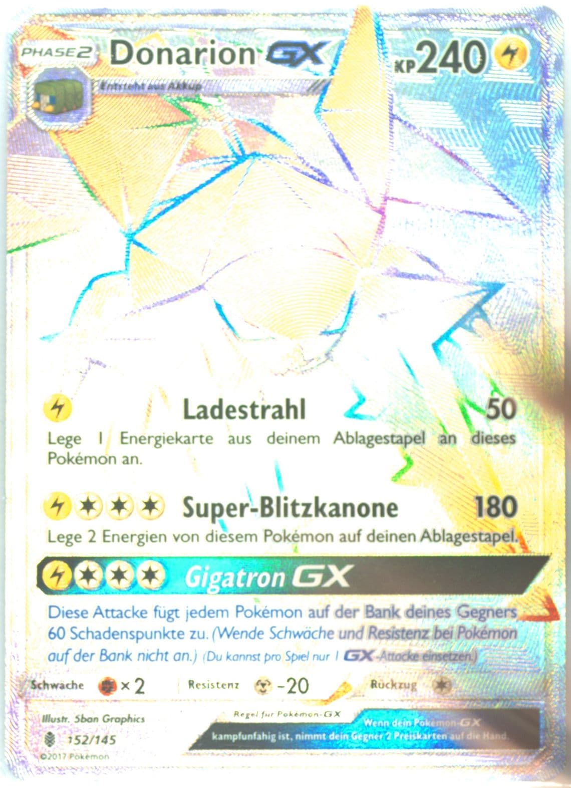 Full Art/Donarion GX German-Secret (152) 2017 Pokemon Sun & Moon Guardians Rising