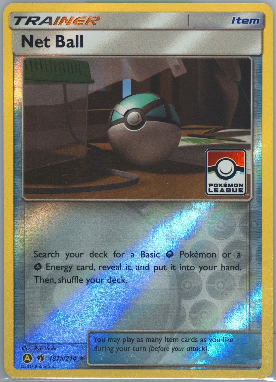 Net Ball-Reverse Foil 2019 Yellow A Alternate Art Pokemon League (187a) 2018 Pokemon Sun & Moon Lost Thunder