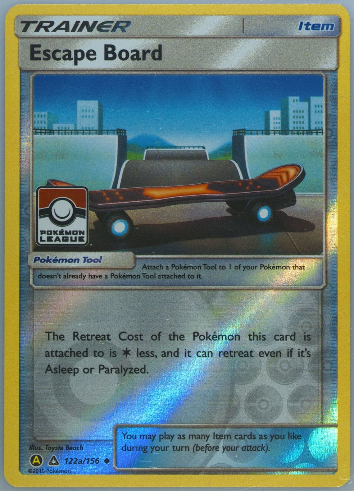 Escape Board-Reverse Foil 2019 Yellow A Alternate Art Pokemon League (122a) 2018 Pokemon Sun & Moon Ultra Prism