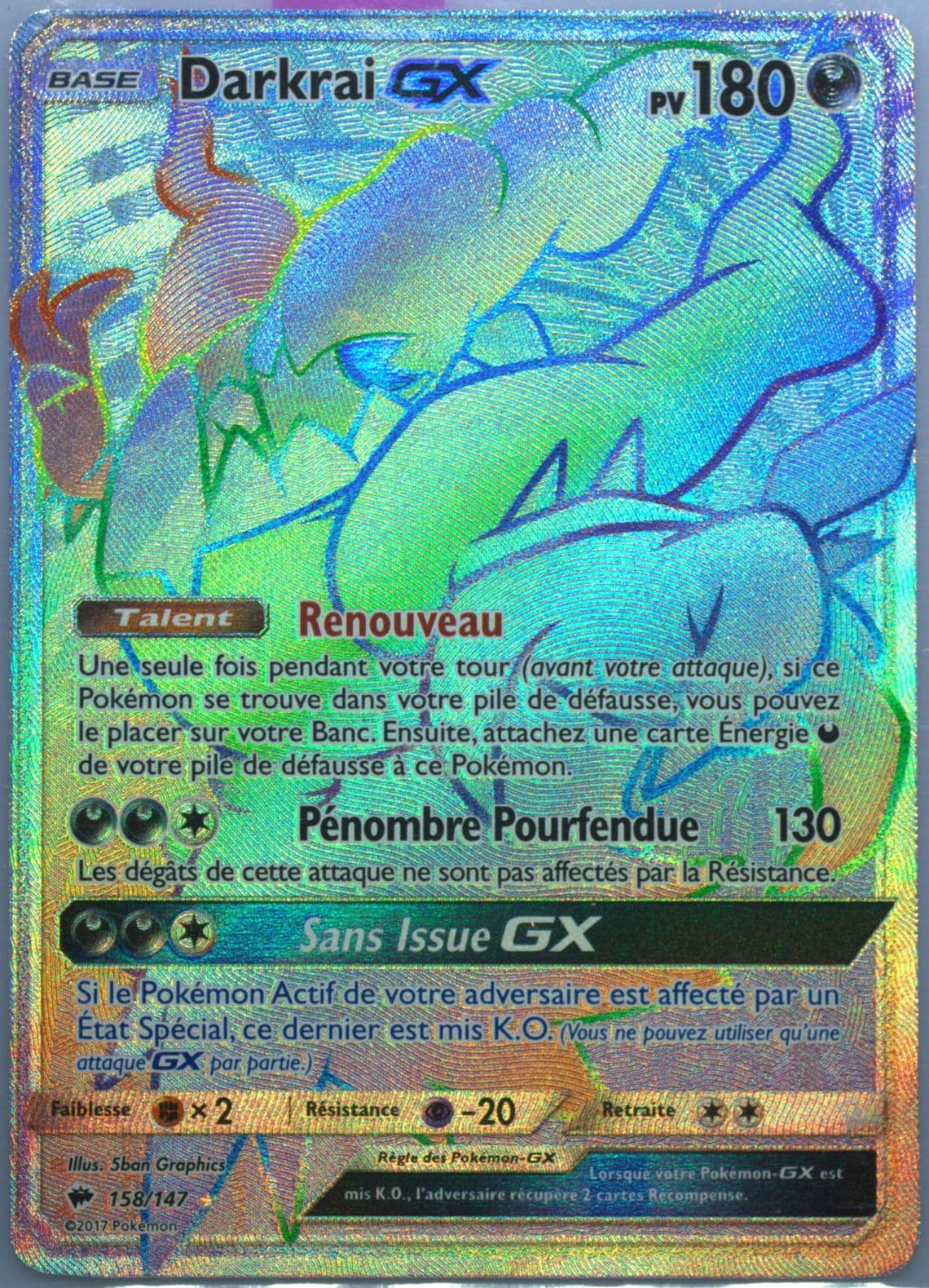 Full Art/Darkrai GX French-Secret (158) 2017 Pokemon Sun & Moon Burning Shadows