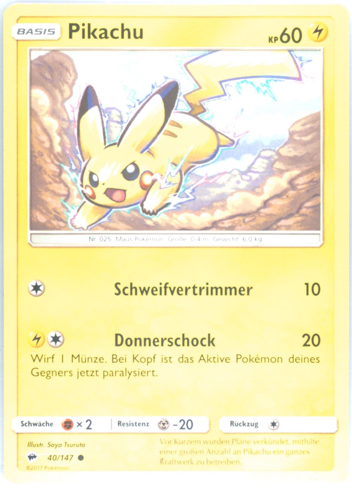 Pikachu German (40) 2017 Pokemon Sun & Moon Burning Shadows