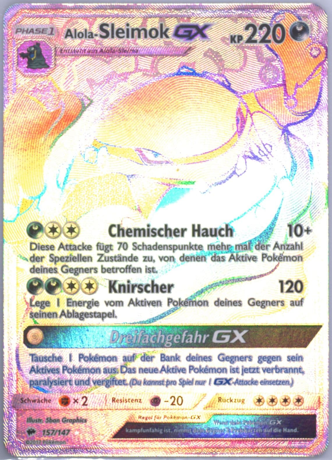 Full Art/Alola-Sleimok GX German-Secret (157) 2017 Pokemon Sun & Moon Burning Shadows
