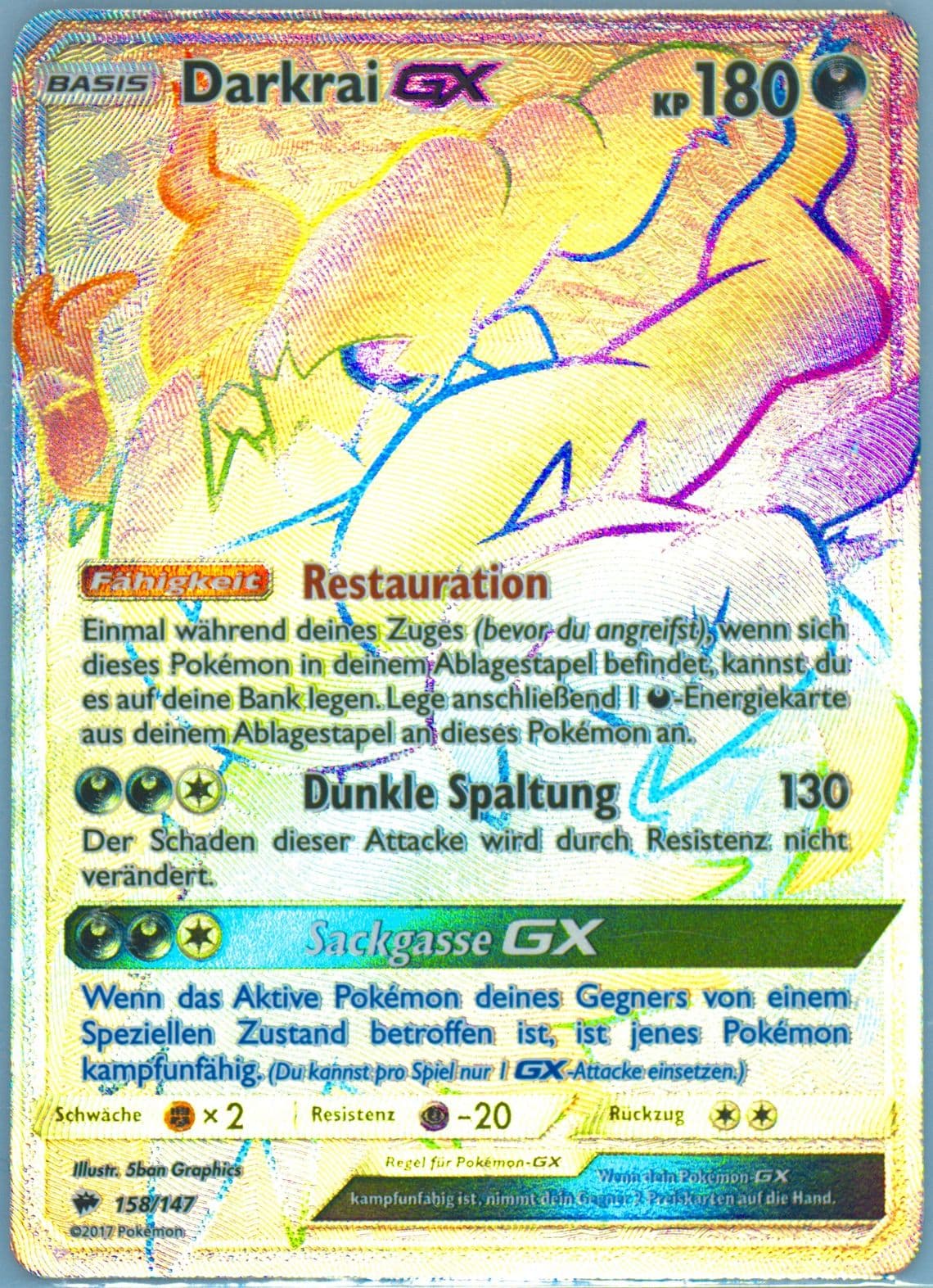 Full Art/Darkrai GX German-Secret (158) 2017 Pokemon Sun & Moon Burning Shadows