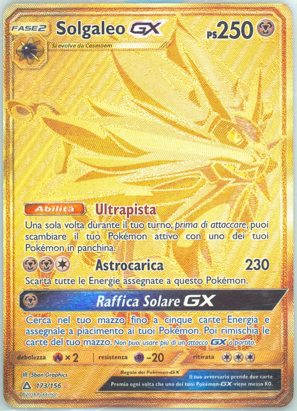 Full Art/Solgaleo GX Italian-Secret (173) 2018 Pokemon Sun & Moon Ultra Prism