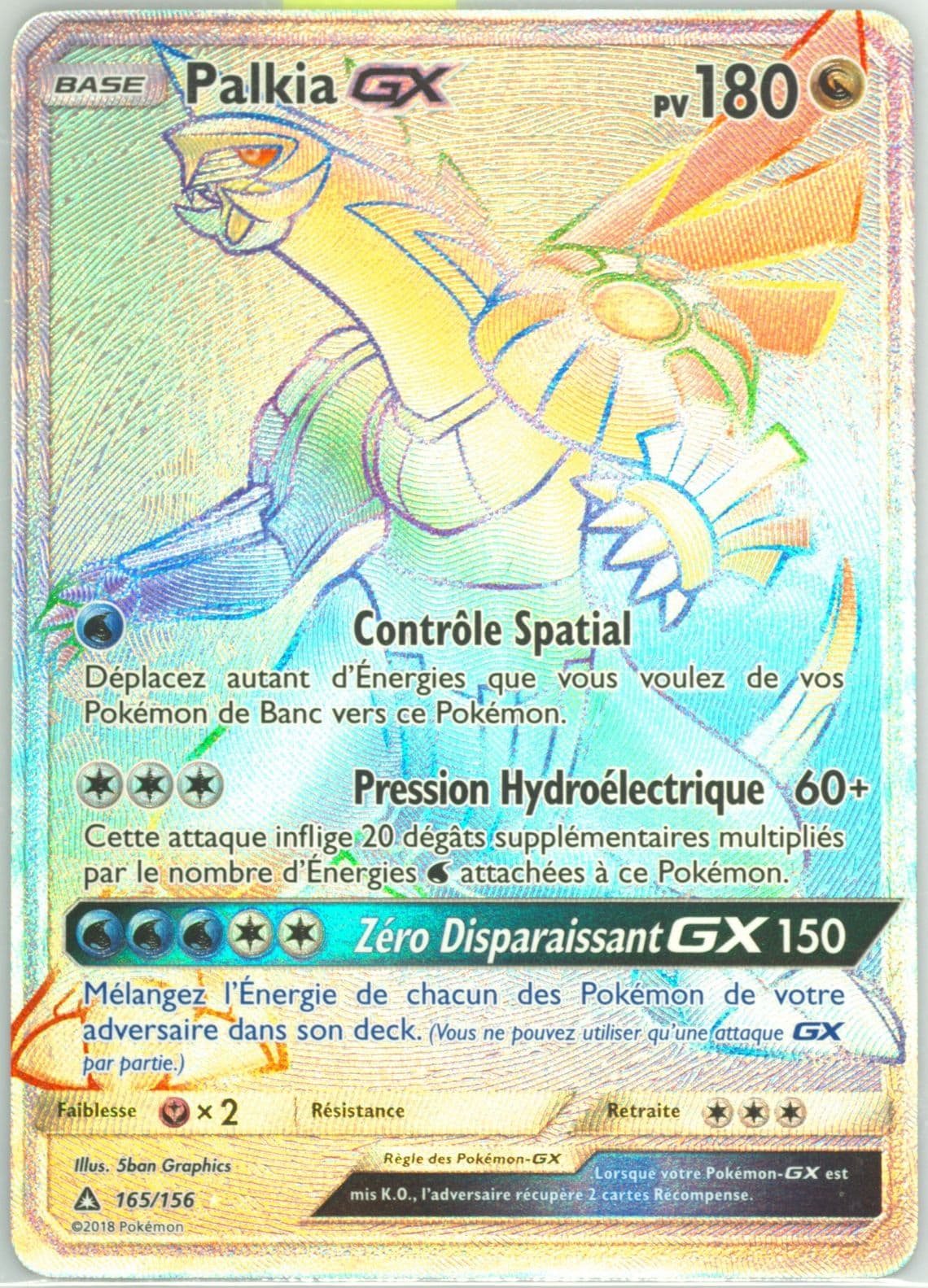Full Art/Palkia GX French-Secret (165) 2018 Pokemon Sun & Moon Ultra Prism