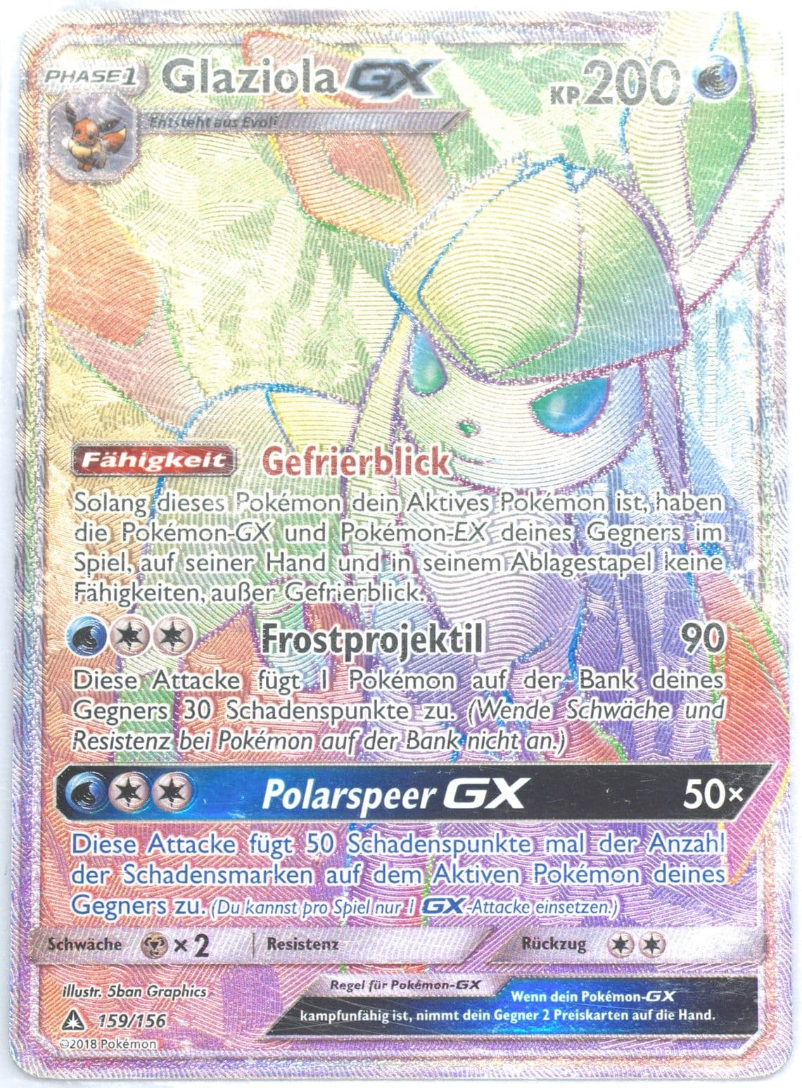Full Art/Glaziola GX German-Secret (159) 2018 Pokemon Sun & Moon Ultra Prism
