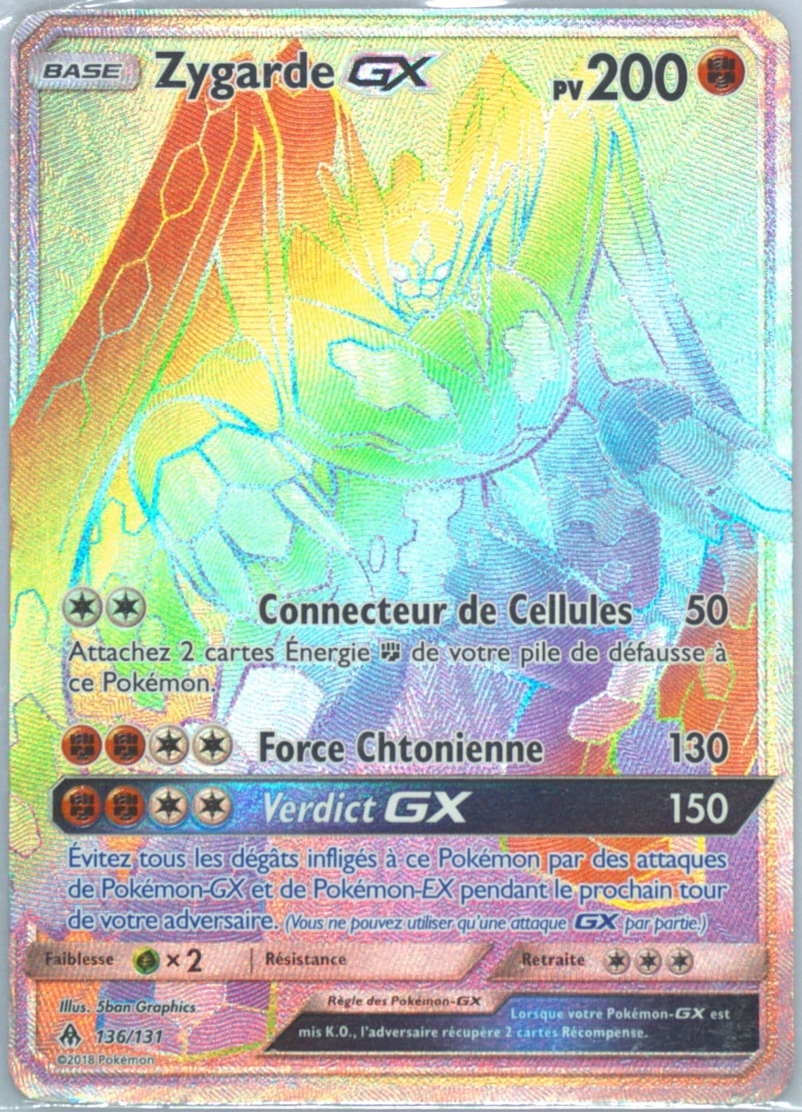 Full Art/Zygarde GX French-Secret (136) 2018 Pokemon Sun & Moon Forbidden Light