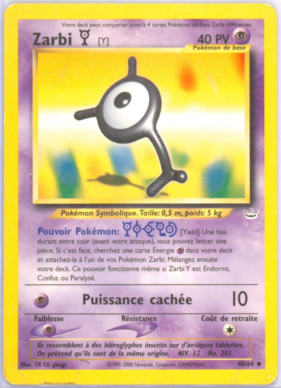 Zarbi Y (40) 2002 Pokemon French Neo Revelation