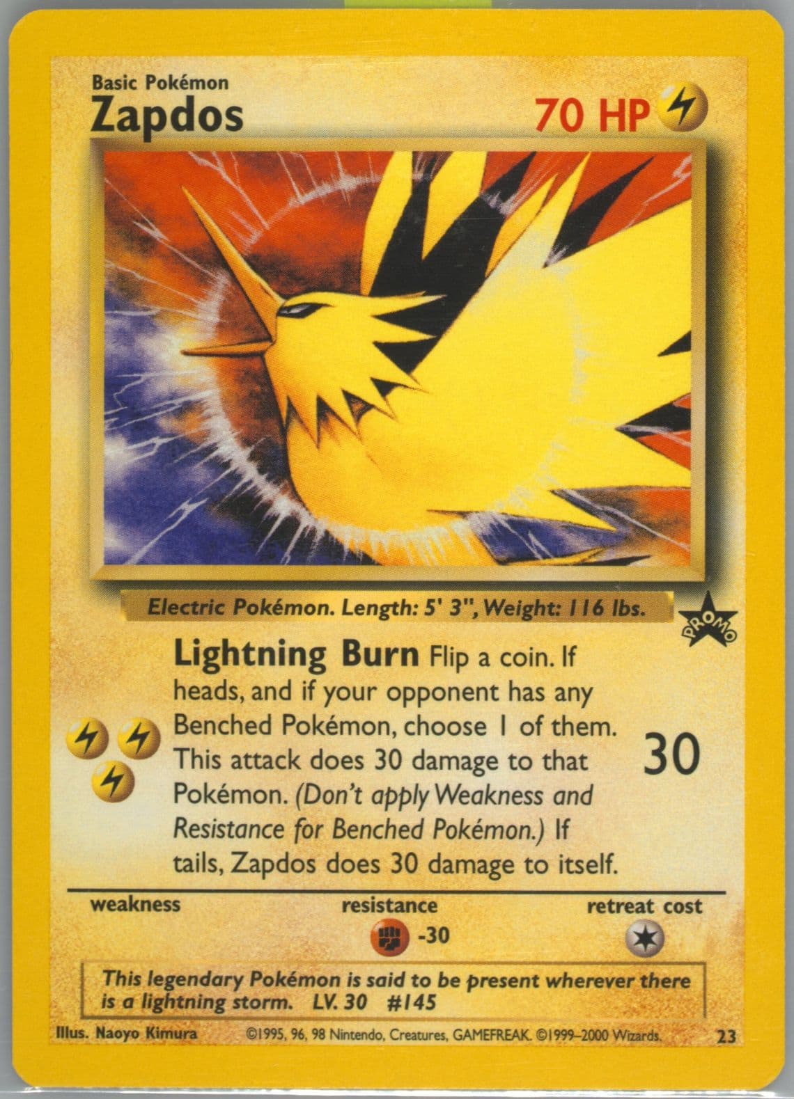 Zapdos Naoyo Kimura Corrected (23) 2000 Pokemon Promo Black Star